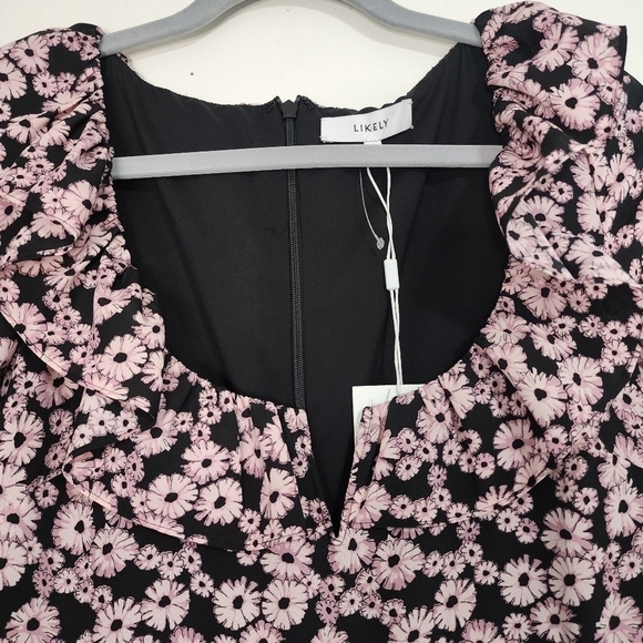 Likely black pink Bella Floral Print Midi Dress Prarie croquet Cottagecore Bridg - Picture 11 of 16